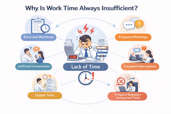 업무 시간이 항상 부족한 이유 구조 설명 이미지