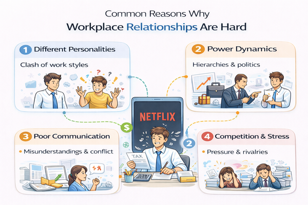 직장에서 인간관계가 어려운 이유 구조 설명 이미지