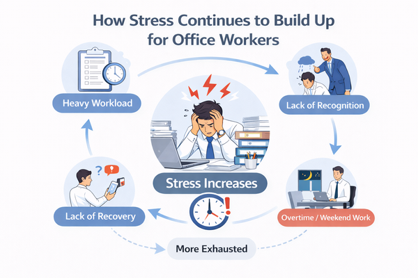 직장인 스트레스가 계속 쌓이는 구조 설명 이미지