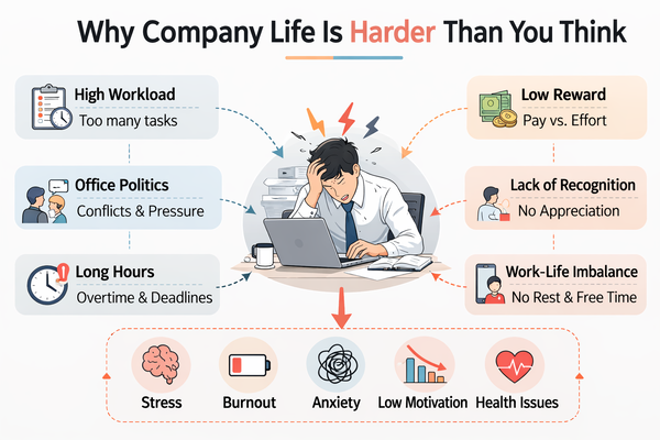 회사 생활이 생각보다 힘든 이유 구조 설명 이미지
